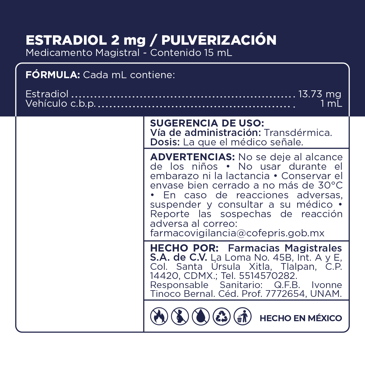 Estradiol 2 mg/pulverización – Medicamento Magistral – 15 mL