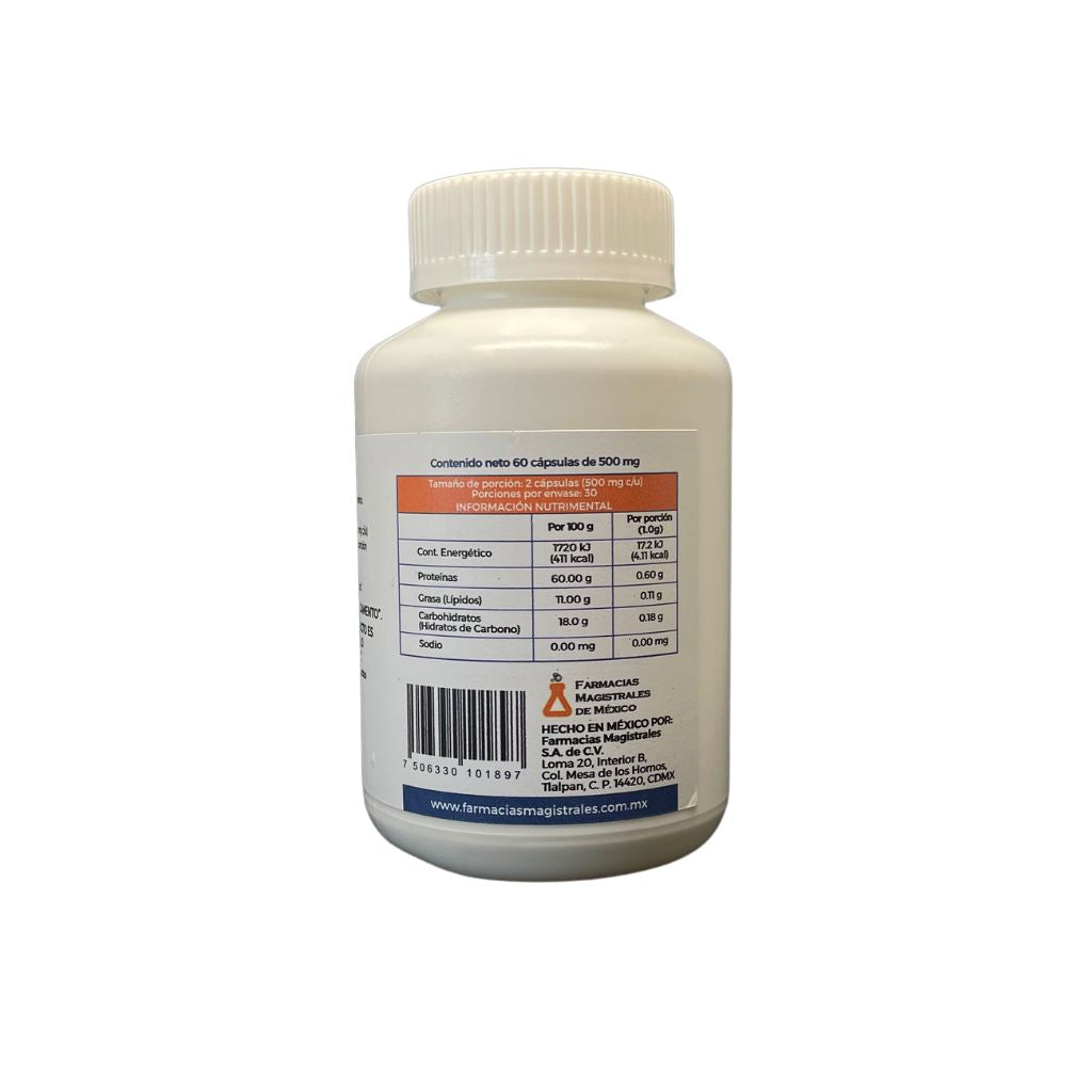 Colágeno 500 mg, 60 caps. (Grenetina Hidrolizada)