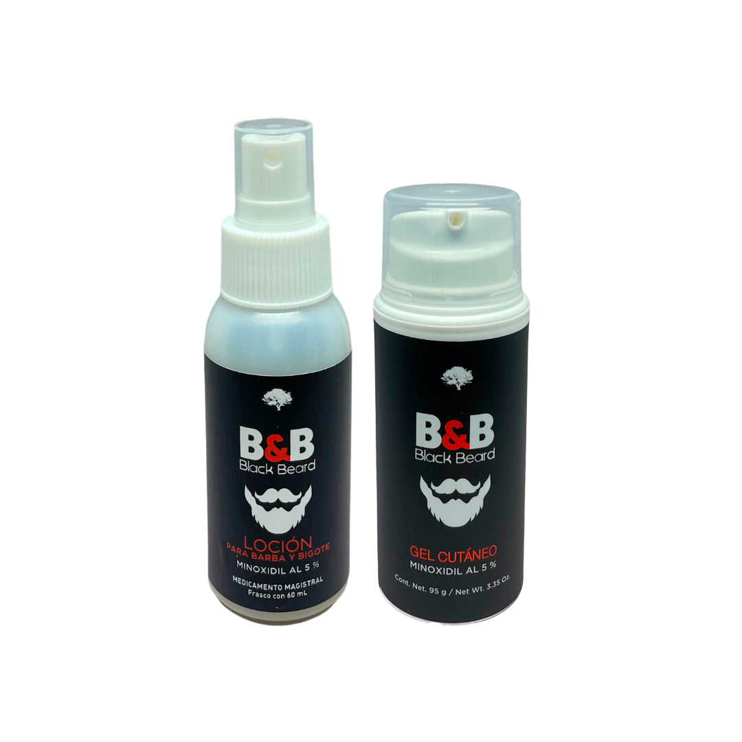 B&B Combo, Gel 95g + Loción Minoxidil vitaminado 5% 60 ml.