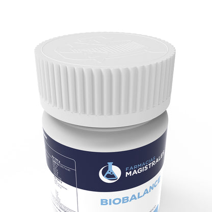 Detalle superior del envase de BioBalance suplemento alimenticio de Farmacias Magistrales