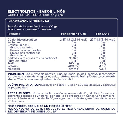 Fórmula, ingredientes, modo de uso y precauciones de Electrolitos de Farmacias Magistrales fabricados en México.
