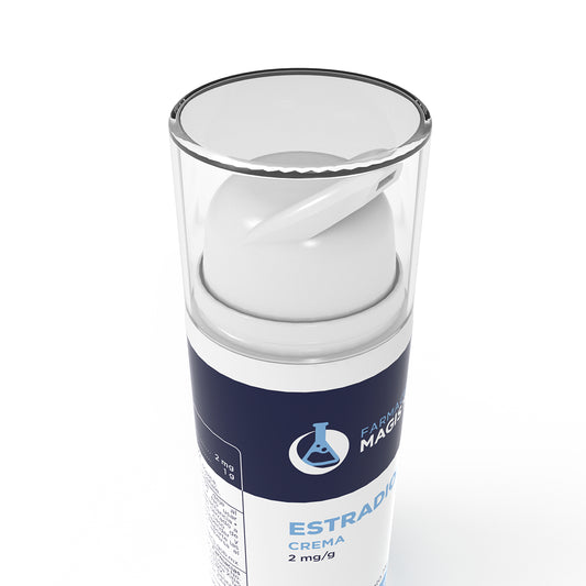Detalle del dispensador airless de crema de estradiol 2 mg/g de Farmacias Magistrales