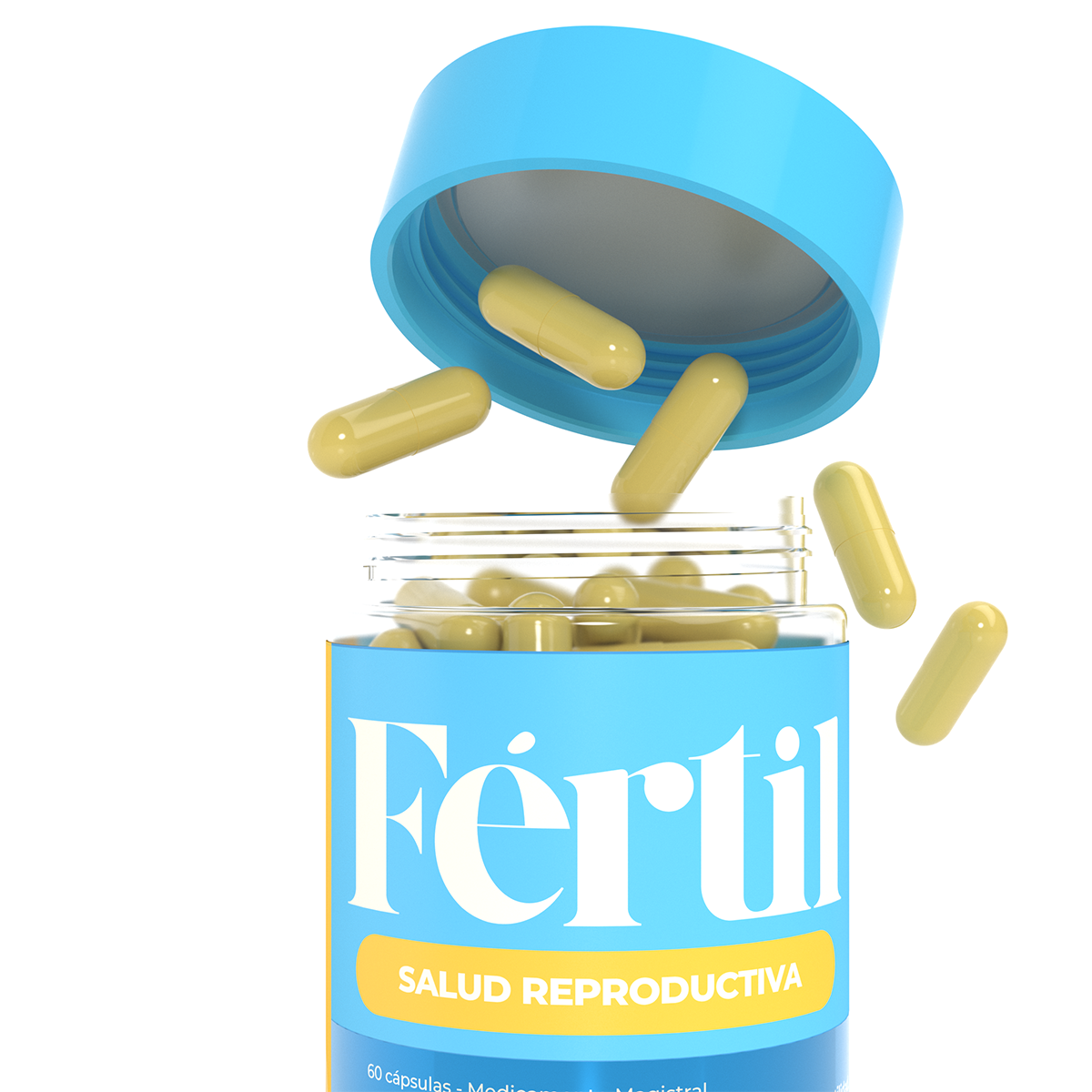 Cápsulas del suplemento FÉRTIL Salud Reproductiva de Aurah Pharma para apoyo hormonal y bienestar reproductivo femenino