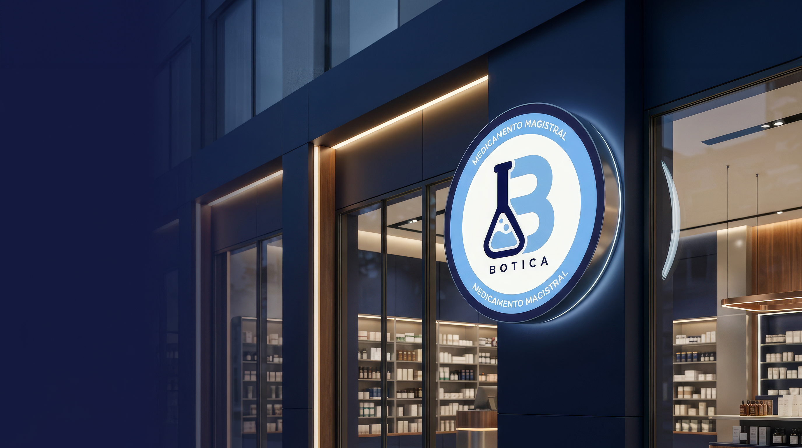 Fachada moderna de franquicia botica de Farmacias Magistrales, con imagen profesional para emprendedores e inversionistas del sector farmacéutico.
