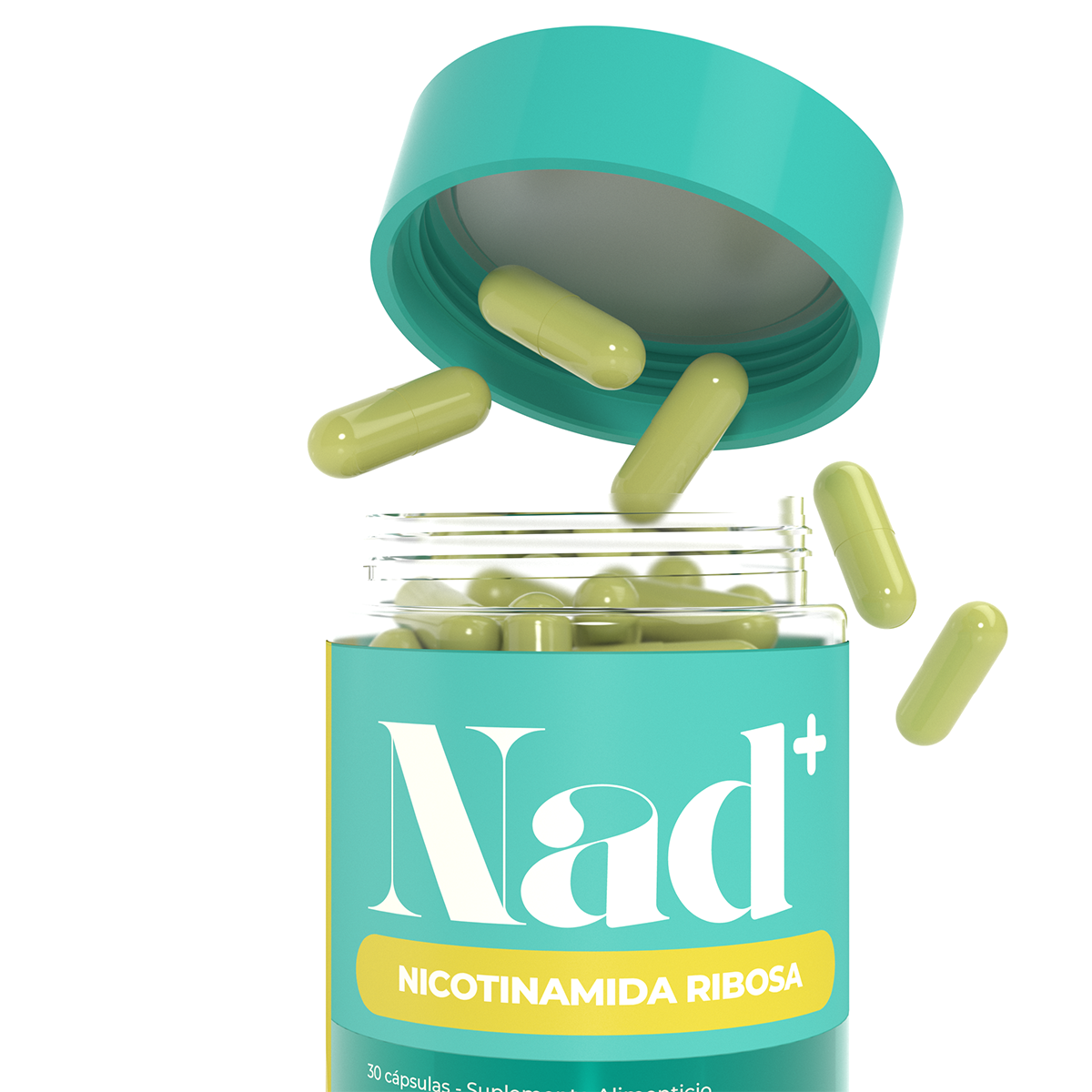 Cápsulas del suplemento NAD+ con nicotinamida ribosa para energía celular y vitalidad femenina de Aurah Pharma
