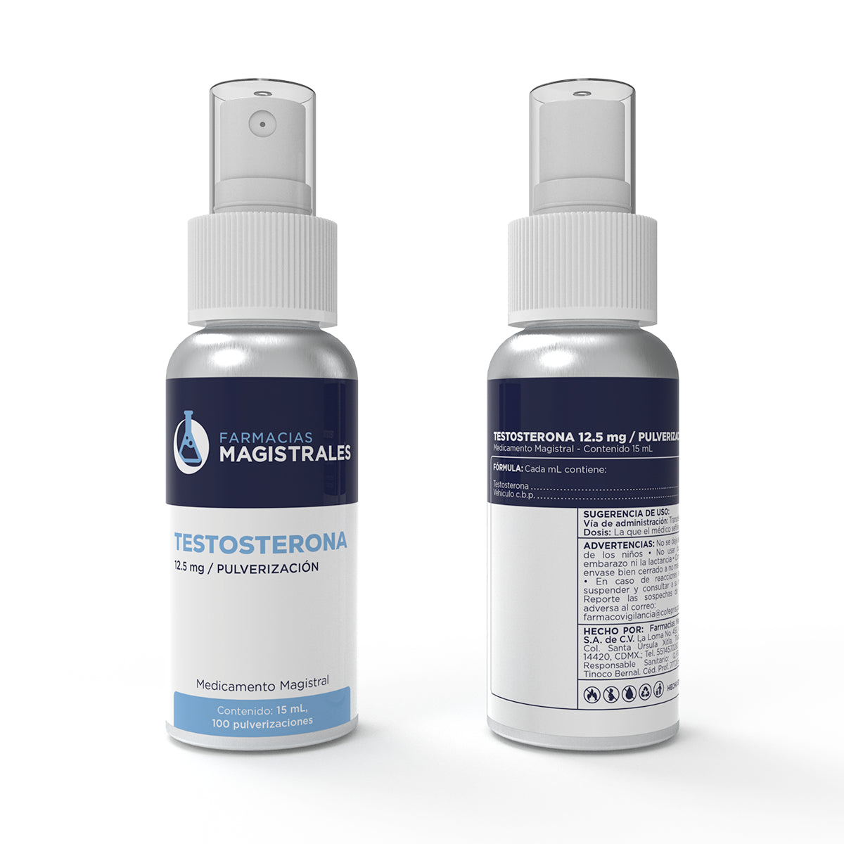 Testosterona 12.5 mg/pulverización – Medicamento Magistral – 15 mL