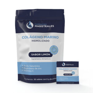 Colágeno Marino Hidrolizado | Ácido Hialurónico + Zinc + Vitamina C | 1 bolsa con 30 sachets (6 g) | Farmacias Magistrales