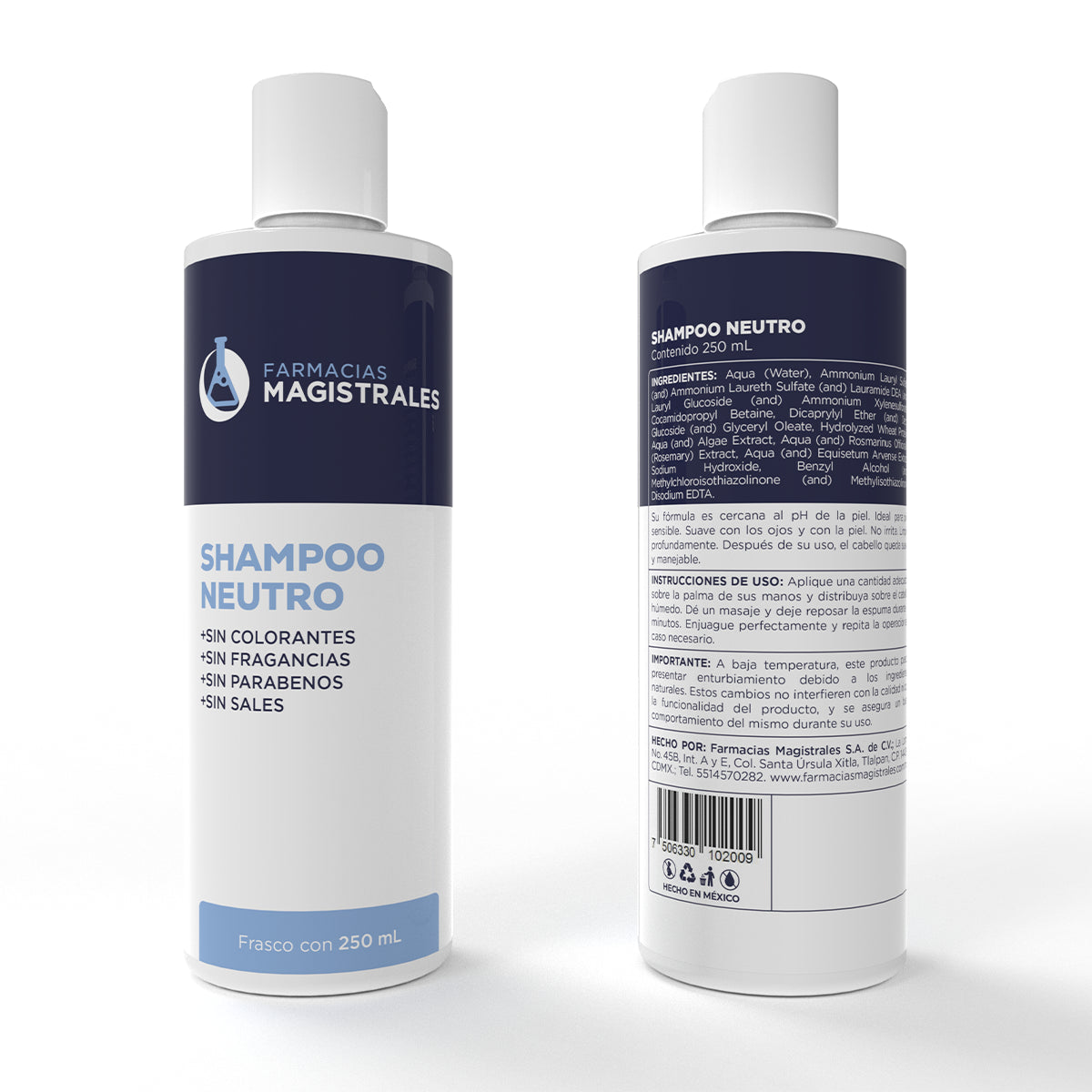 Shampoo Neutro 250 mL | sin Sales, Fragancia, Colorantes y Parabenos | Farmacias Magistrales - Image 3